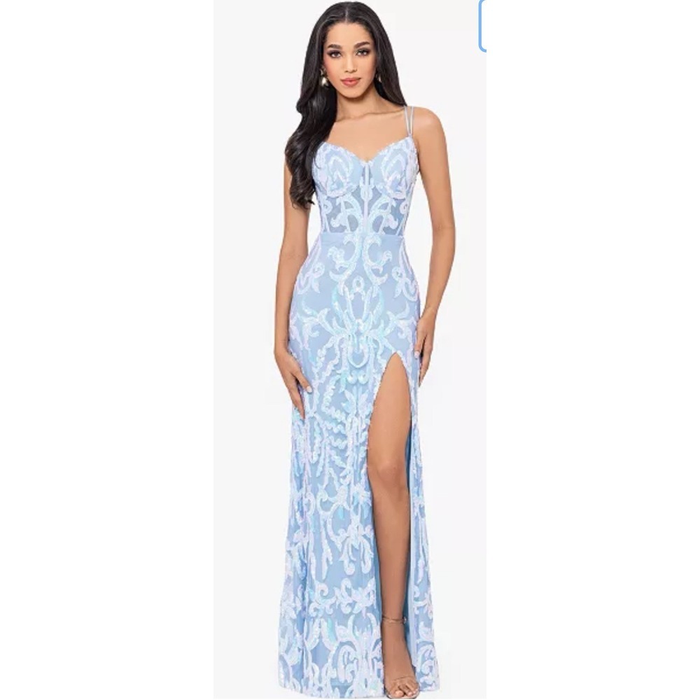 Blondie Nites Juniors' Sequin Strappy Sleeveless Gown Size 3 Mermaid Core Corset
